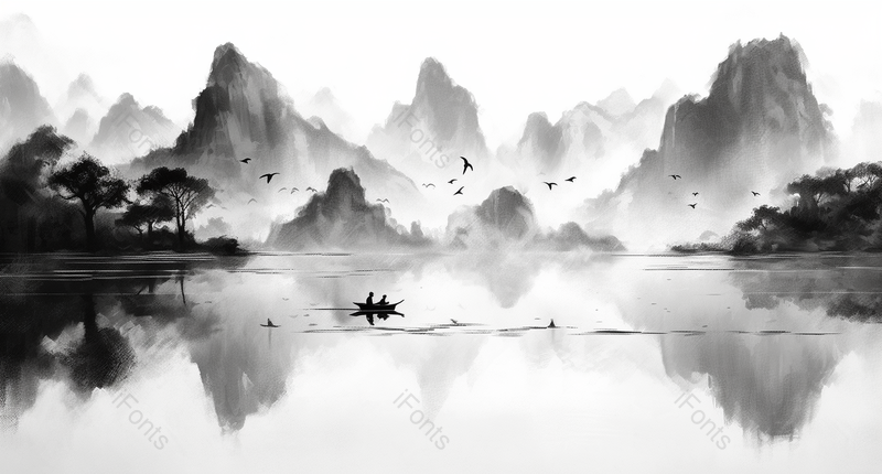 手绘古典抽象水墨山水装饰画,插画/手绘图,插画/手绘图库,插画/手绘图下载,插画/手绘